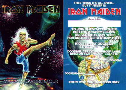 Iron Maiden aftershow party invite